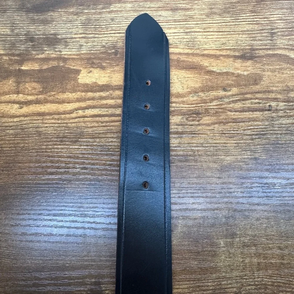 Mens Black Top Grain American Leather Postal Certified Duty Belt Size 42 Gold